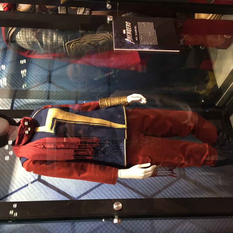 A photo showcasing the new Ms. Marvel costume from The Avengers