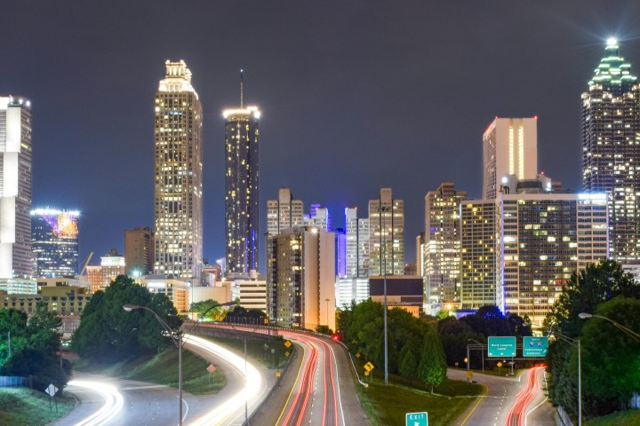 a view of a city at night